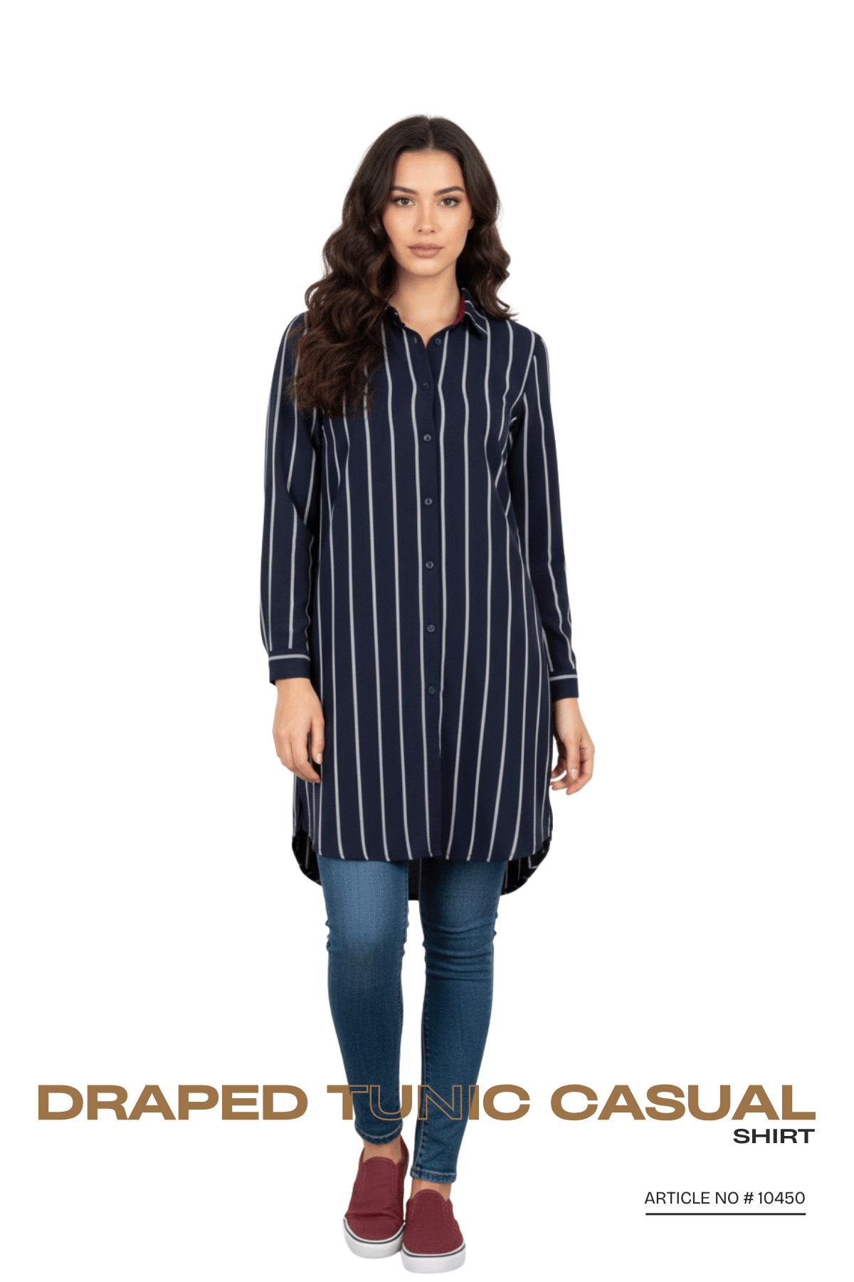 Draped Tunic Casual Shirt by 3A APPARELS - Article #10450